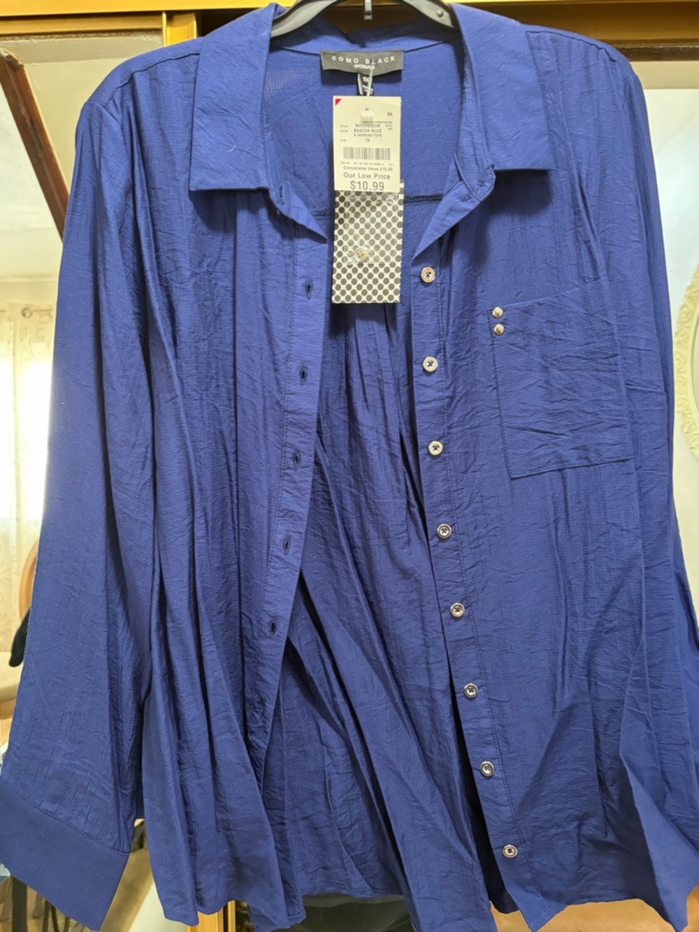 Men’s Blue Button-Up Shirt Jacket